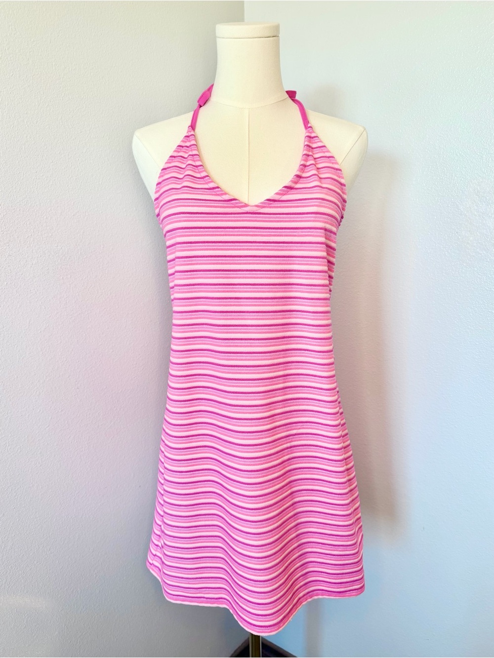 Pink & White Striped Halter Dress No Boundaries Size XS